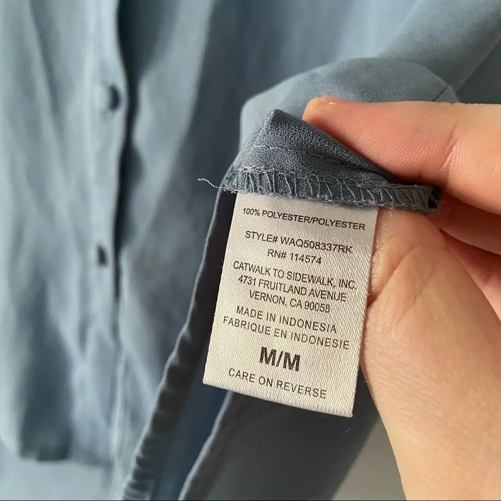 Anthropologie Pleione Blue Utility Blouse Button Up Quiet Luxury Minimalist M - Picture 7 of 11